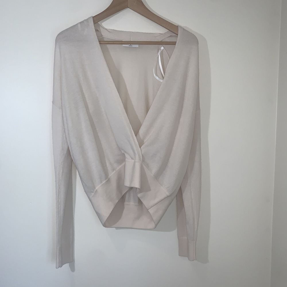 Babaton Wrap Sweater Womens Size Small Ivory‎ Merino Wool